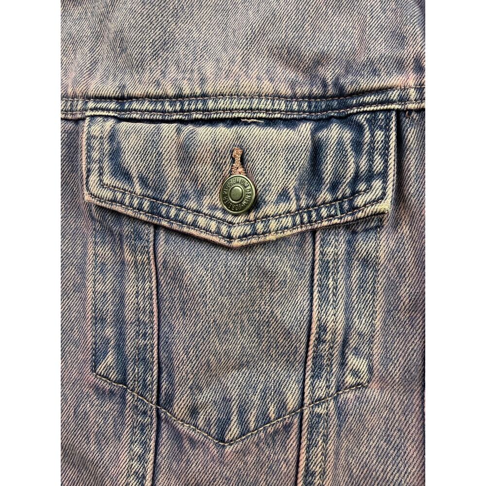 FOREVER 21 Acid Wash Denim Jacket Purple Women's M Oversized Trucker Jean Coat - Picture 8 of 16